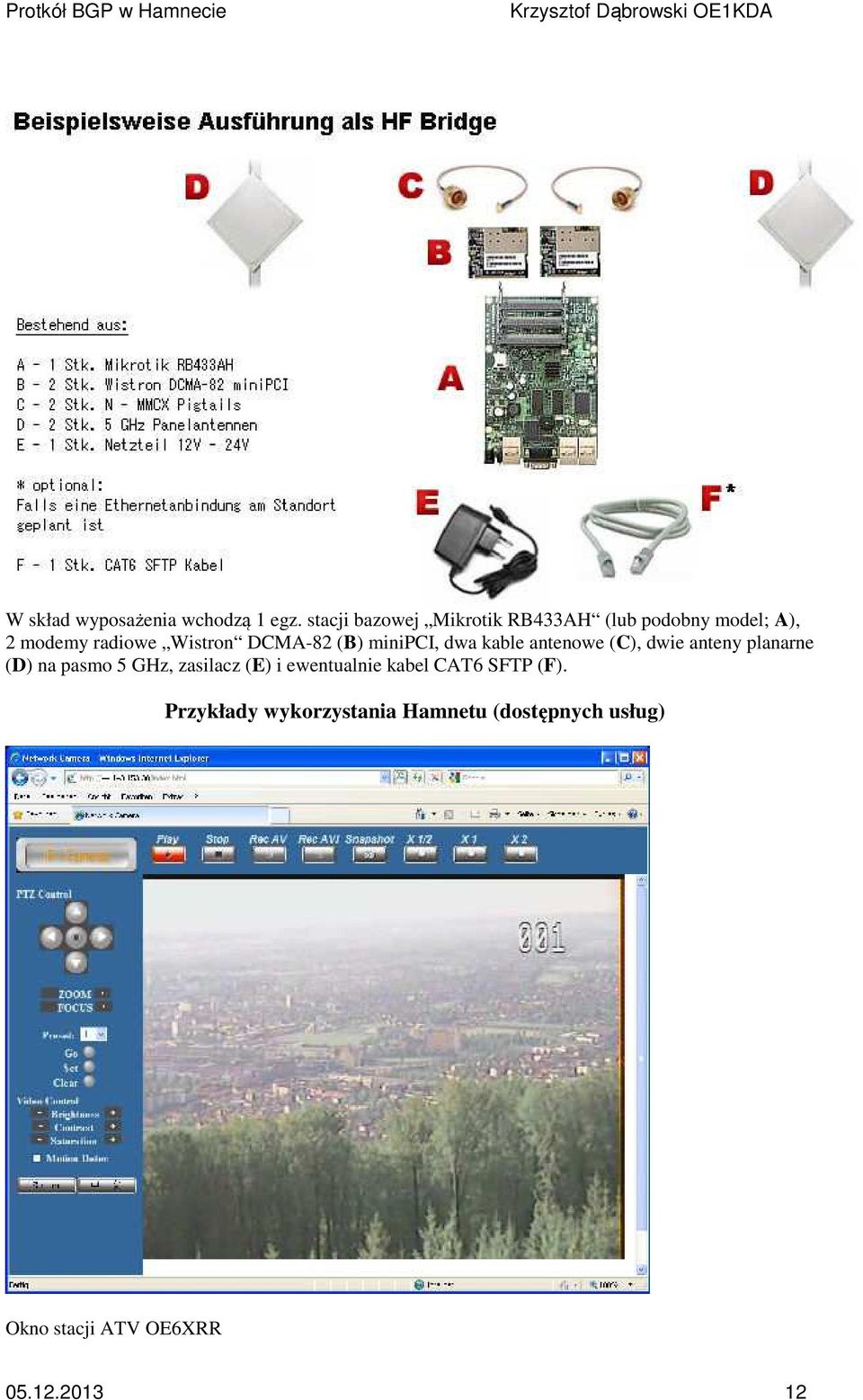DCMA-82 (B) minipci, dwa kable antenowe (C), dwie anteny planarne (D) na pasmo 5