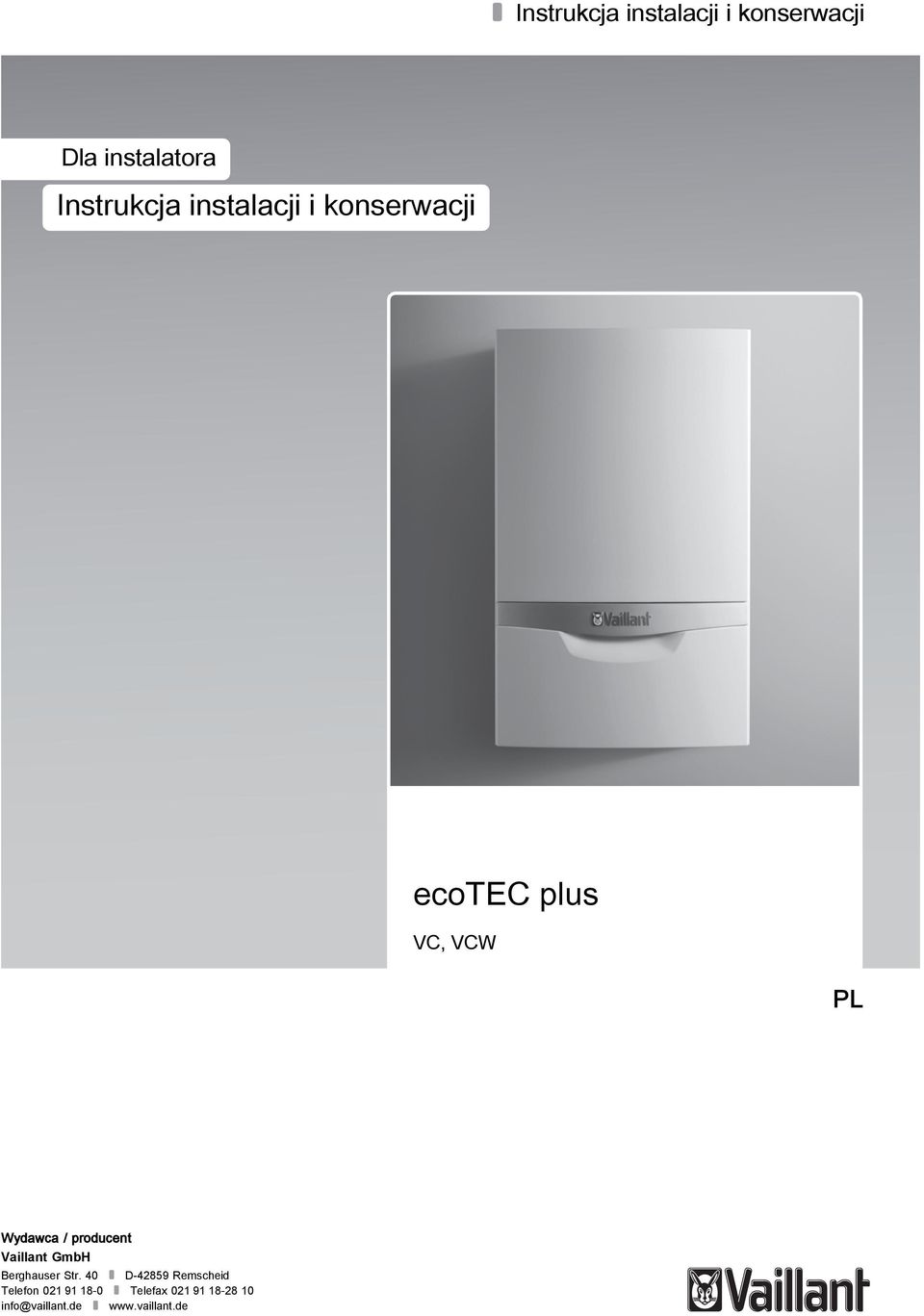 producent Vaillant GmbH Berghauser Str.