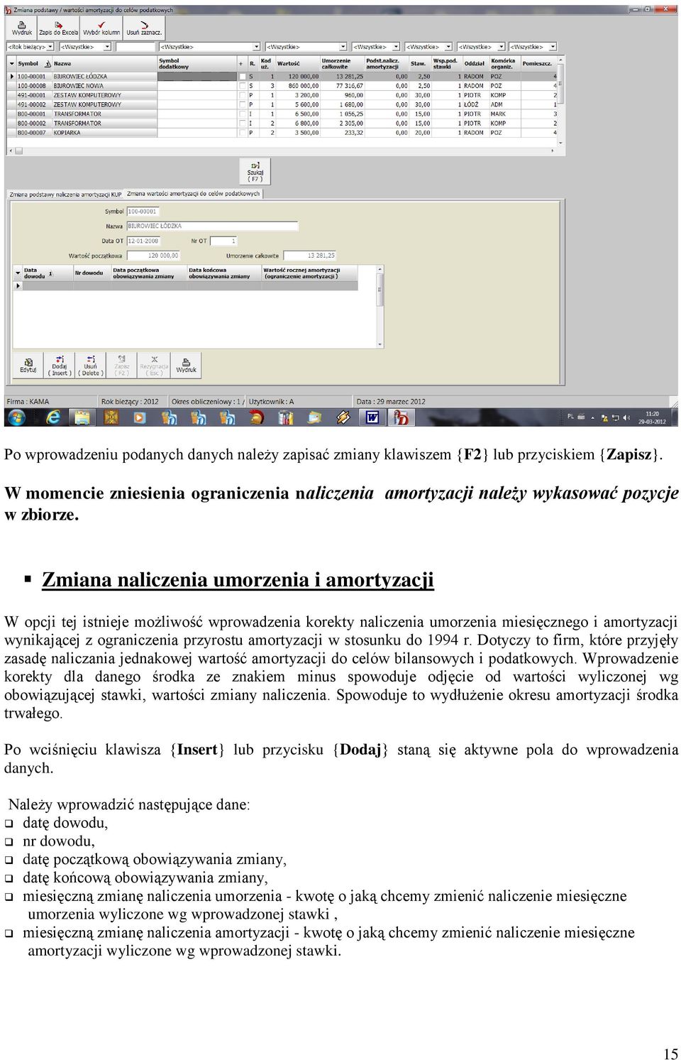 stosunku do 1994 r. Dotyczy to firm, które przyjęły zasadę naliczania jednakowej wartość amortyzacji do celów bilansowych i podatkowych.