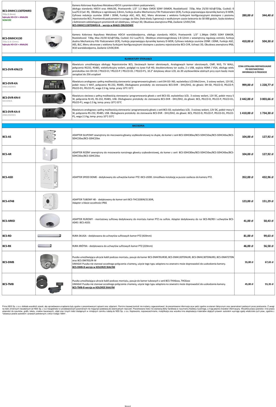 8mm, funkcja dualna Mechaniczny Filtr Podczerwieni (ICR), Funkcja poprawiająca dynamikę kamery D-WDR, Cyfrowa redukcja szumów 2DNR i 3DNR, Funkcje AGC, AES, BLC, Menu ekranowe z wieloma funkcjami