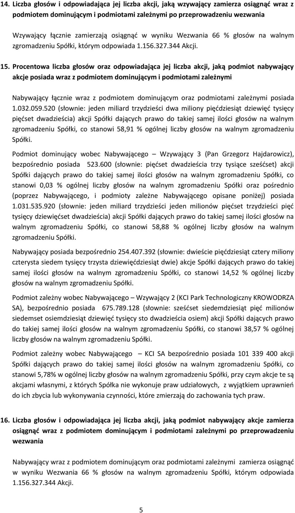 Procentowa liczba głosów oraz odpowiadająca jej liczba akcji, jaką podmiot nabywający akcje posiada wraz z podmiotem dominującym i podmiotami zależnymi Nabywający łącznie wraz z podmiotem dominującym