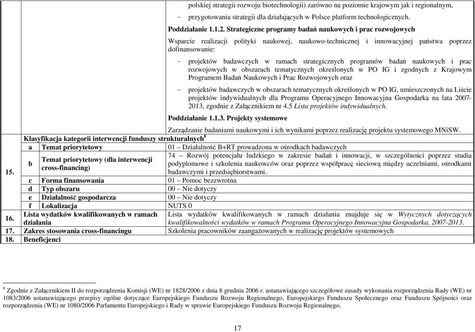strategicznych programów badań naukowych i prac rozwojowych w obszarach tematycznych określonych w PO IG i zgodnych z Krajowym Programem Badań Naukowych i Prac Rozwojowych oraz - projektów badawczych
