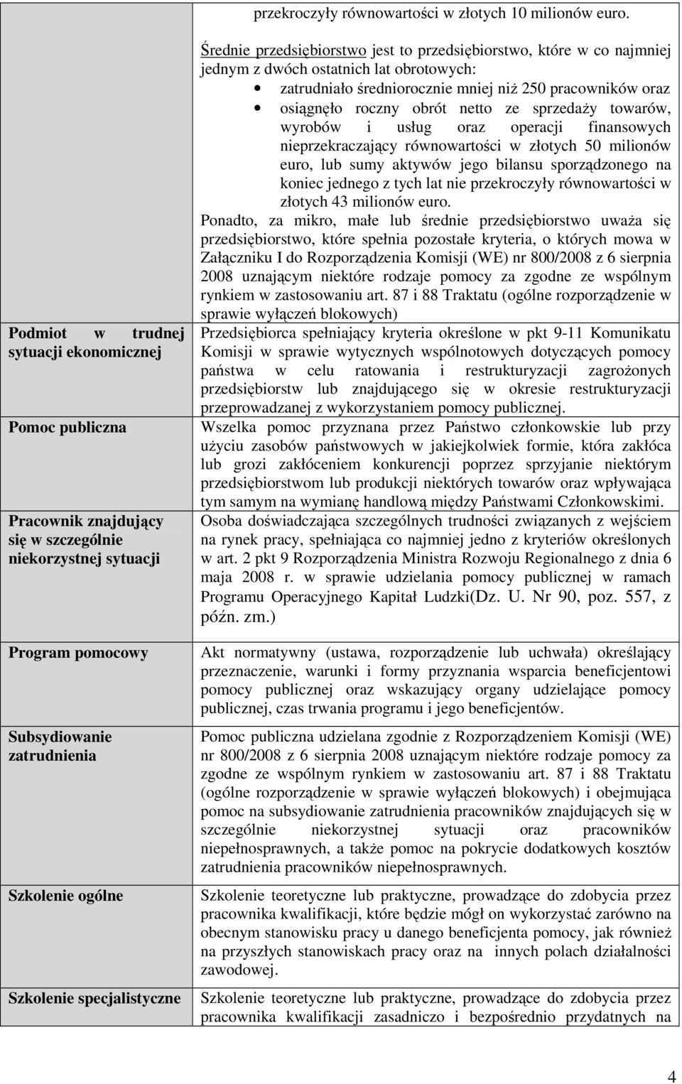 specjalistyczne Średnie przedsiębiorstwo jest to przedsiębiorstwo, które w co najmniej jednym z dwóch ostatnich lat obrotowych: zatrudniało średniorocznie mniej niŝ 250 pracowników oraz osiągnęło