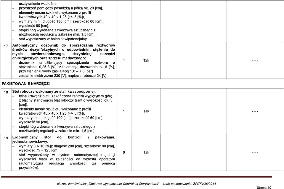 17 Automatyczny dozownik do sporządzania roztworów środków dezynfekcyjnych o odpowiednim stężeniu do mycia powierzchniowego, dezynfekcji narzędzi chirurgicznych oraz sprzętu medycznego: dozownik