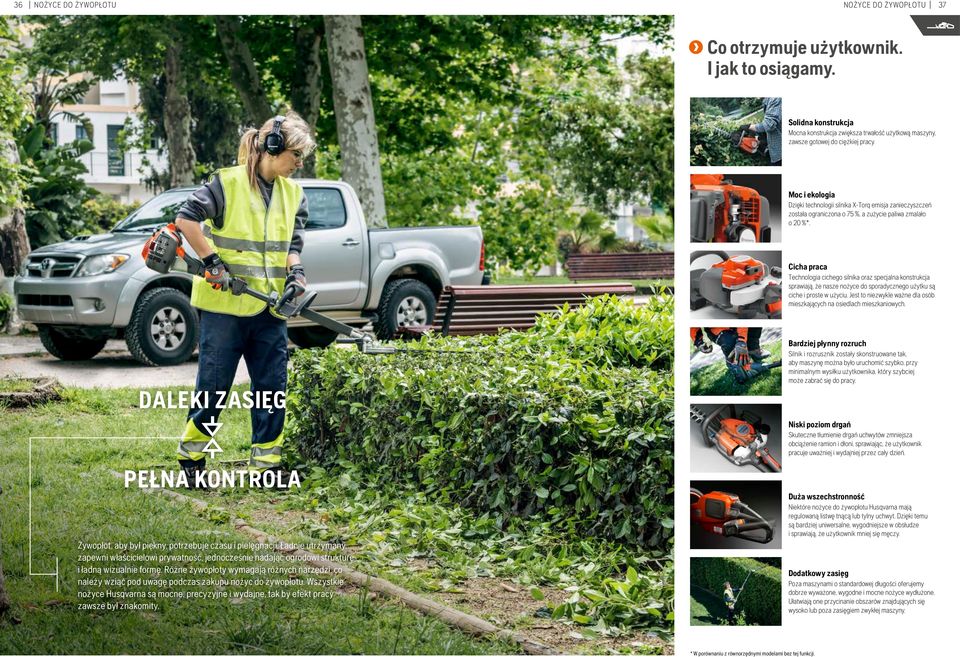 Cicha praca Technologia cichego silnika oraz specjalna konstrukcja sprawiają, że nasze nożyce do sporadycznego użytku są ciche i proste w użyciu.