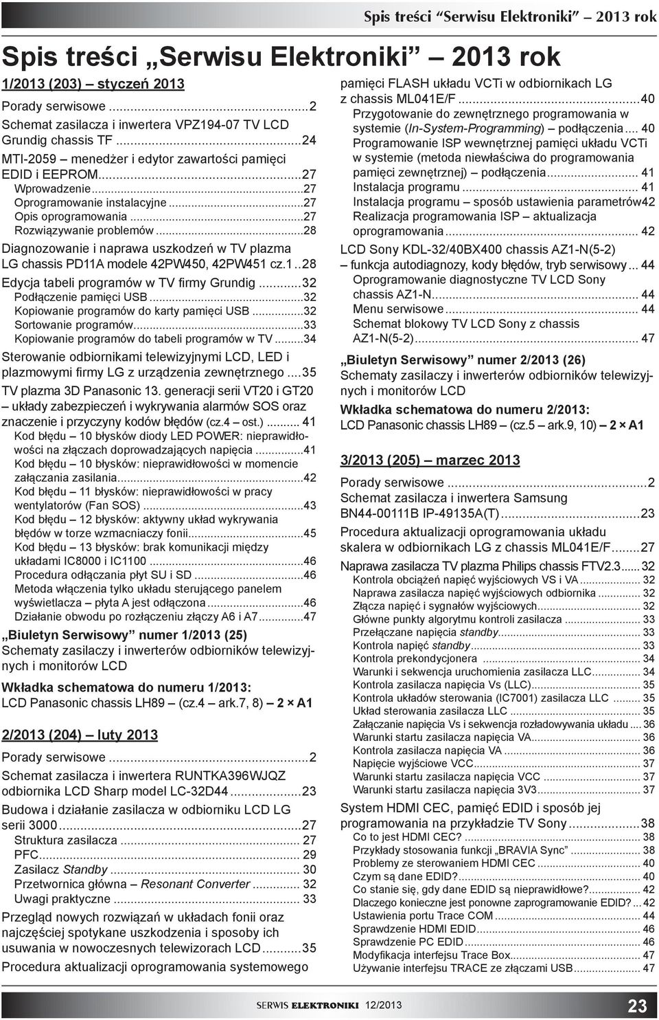 ..28 Diagnozowanie i naprawa uszkodzeń w TV plazma LG chassis PD11A modele 42PW450, 42PW451 cz.1...28 Edycja tabeli programów w TV firmy Grundig...2 Podłączenie pamięci USB.