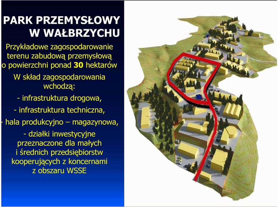 drogowa, - infrastruktura techniczna, - hala produkcyjno magazynowa, - działki