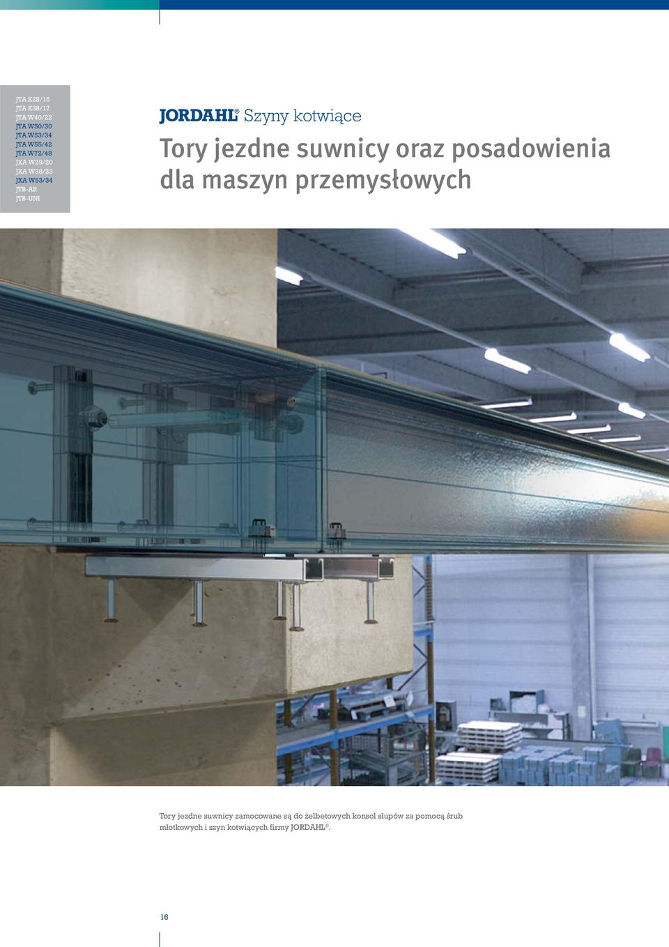 oraz posadowienia dla maszyn przemysłowych Tory jezdne suwnicy zamocowane są do