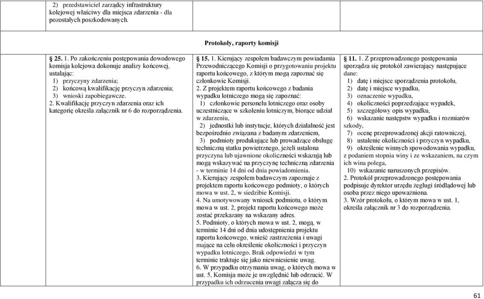 końcową kwalifikację przyczyn zdarzenia; 3) wnioski zapobiegawcze. 2. Kwalifikację przyczyn zdarzenia oraz ich kategorię określa załącznik nr 6 do rozporządzenia. Protokoły, raporty komisji 15
