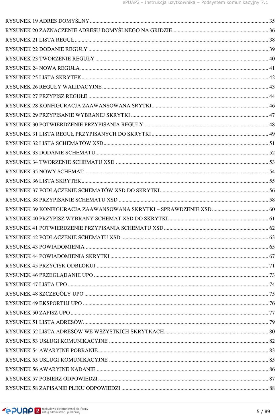 .. 46 RYSUNEK 29 PRZYPISANIE WYBRANEJ SKRYTKI... 47 RYSUNEK 30 POTWIERDZENIE PRZYPISANIA REGUŁY... 48 RYSUNEK 31 LISTA REGUŁ PRZYPISANYCH DO SKRYTKI... 49 RYSUNEK 32 LISTA SCHEMATÓW XSD.