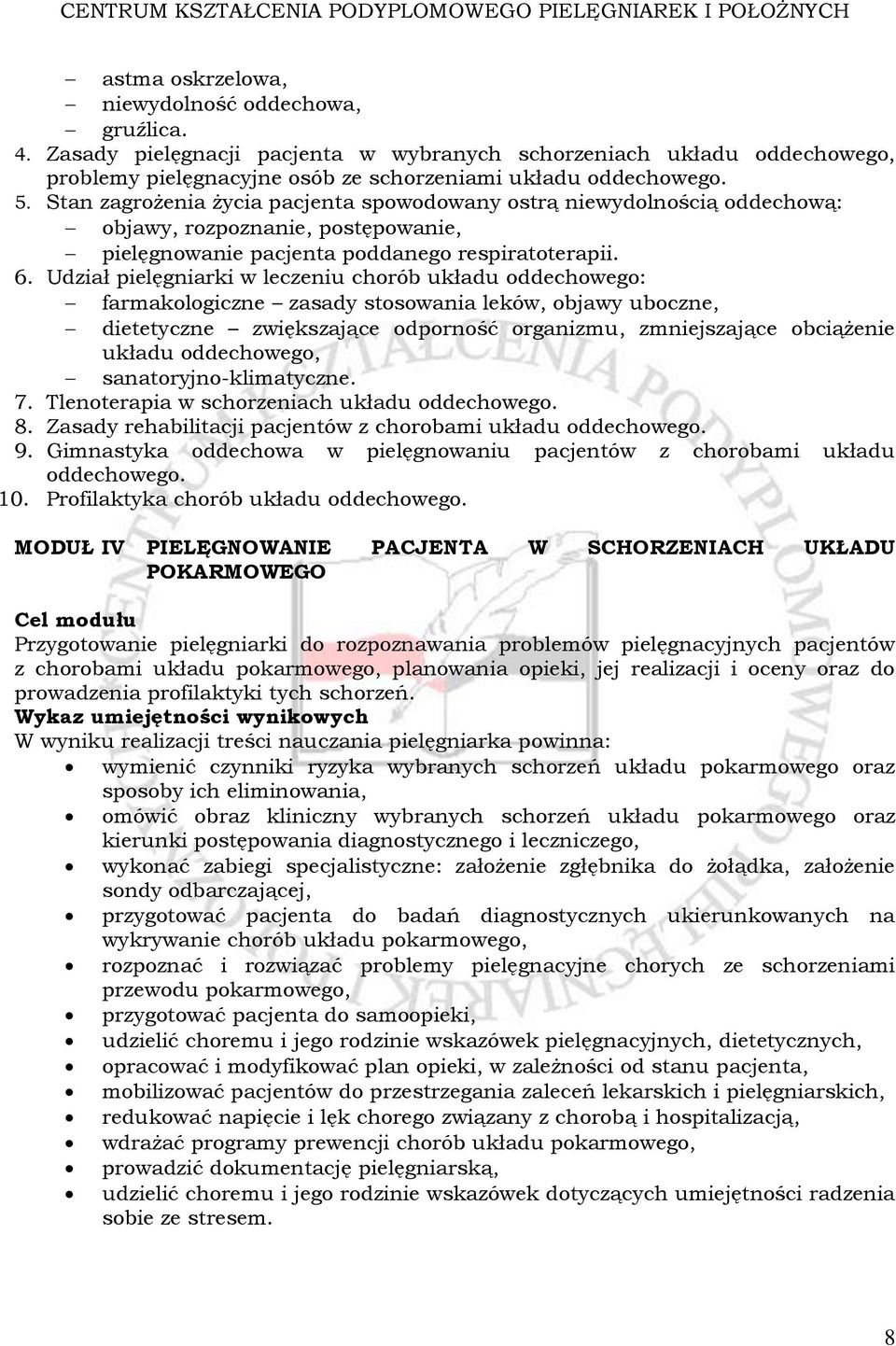 Udział pielęgniarki w leczeniu chorób układu oddechowego: farmakologiczne zasady stosowania leków, objawy uboczne, dietetyczne zwiększające odporność organizmu, zmniejszające obciążenie układu