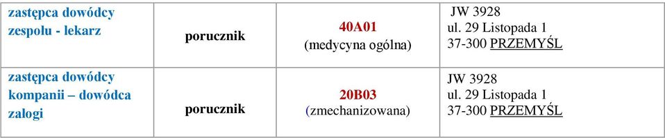 dowódcy kompanii dowódca załogi 20B03