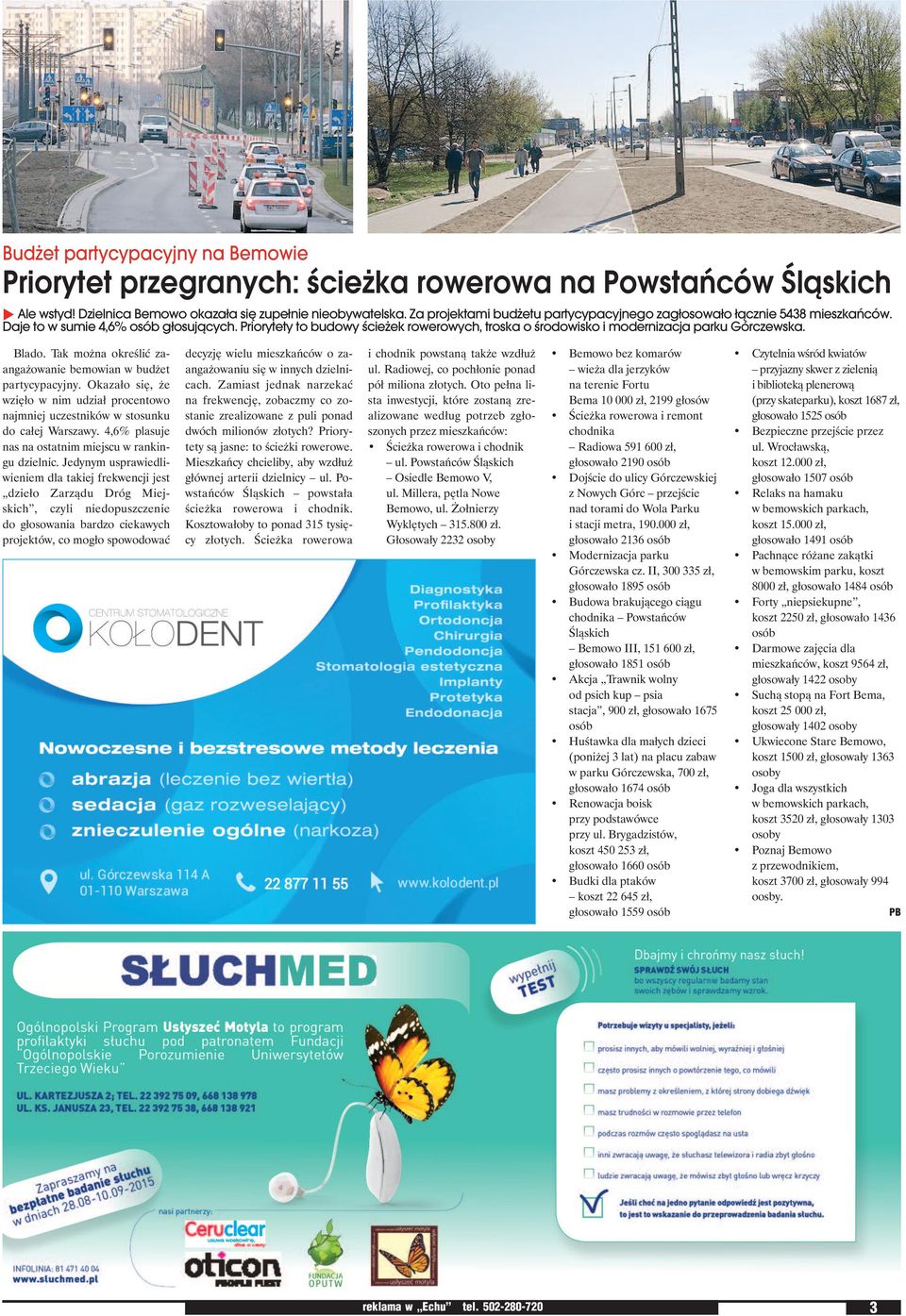 Priorytety to budowy ścieżek rowerowych, troska o środowisko i modernizacja parku Górczewska. Blado. Tak można określić zaangażowanie bemowian w budżet partycypacyjny.