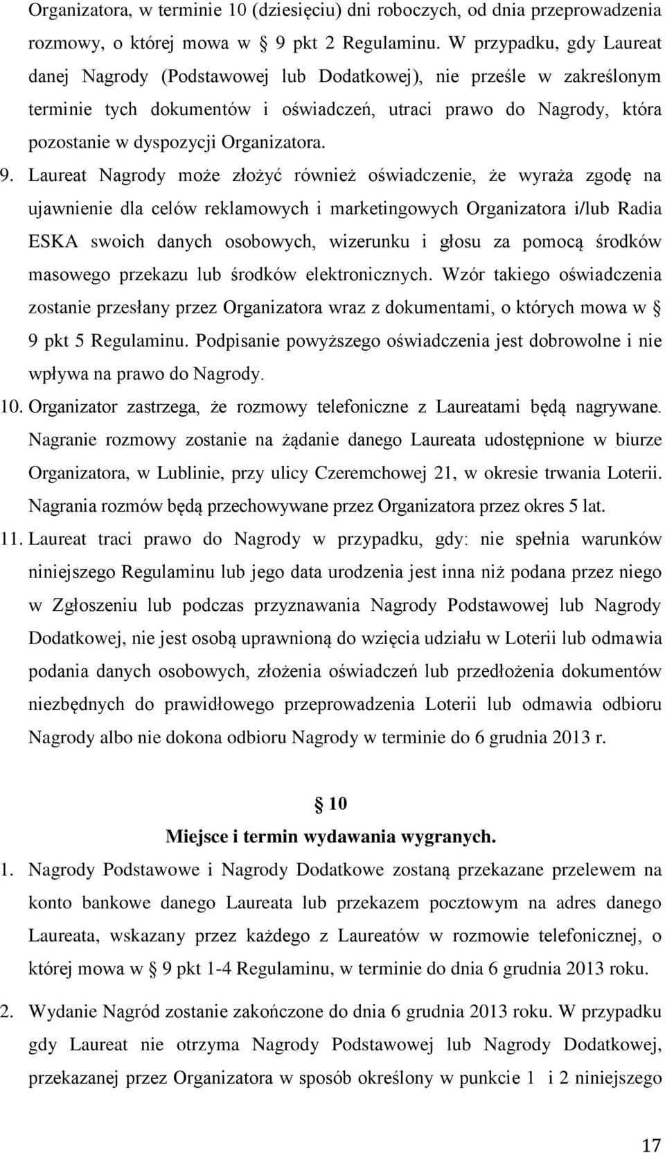 Organizatora. 9.
