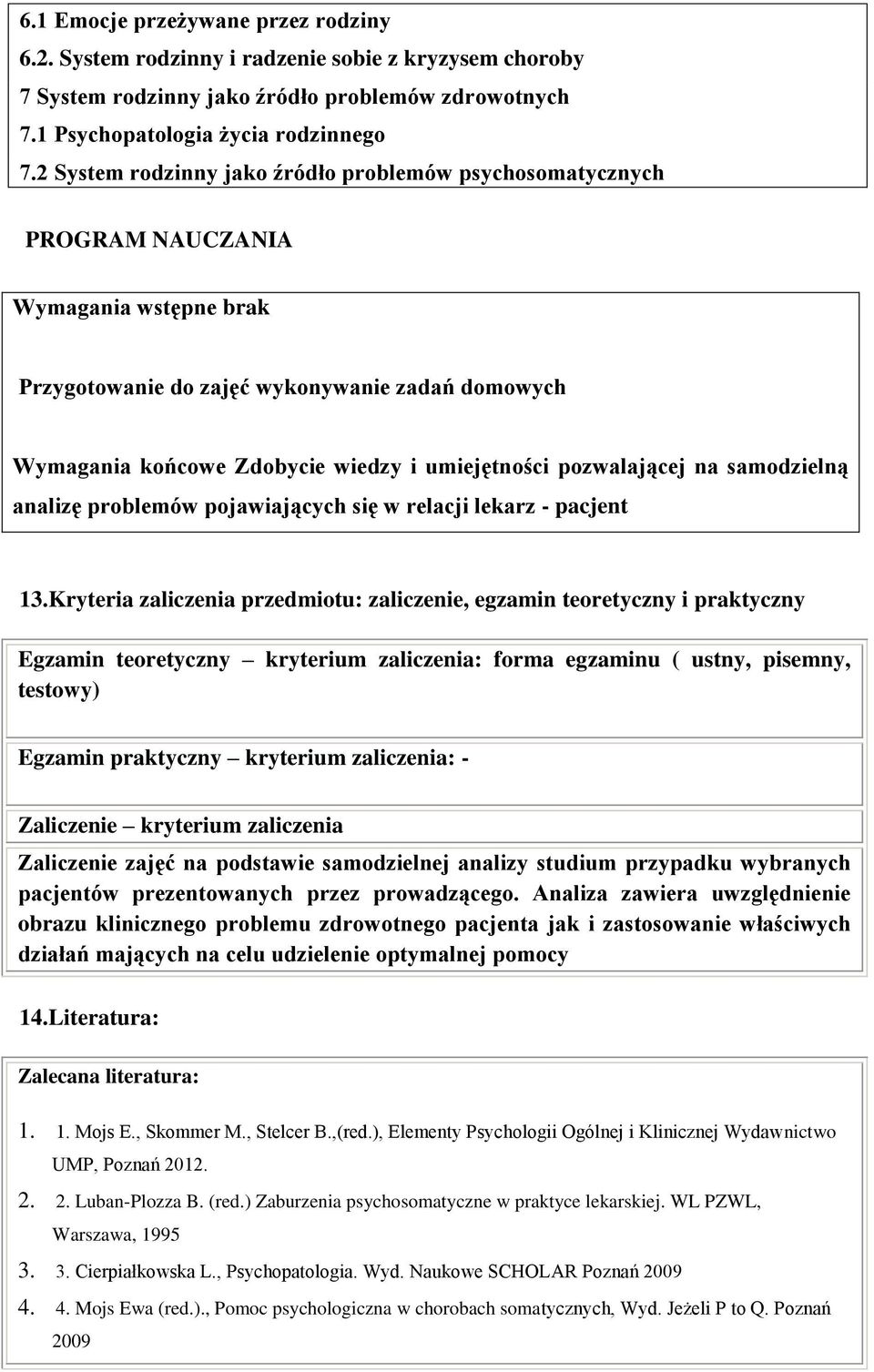 pozwalającej na samodzielną analizę problemów pojawiających się w relacji lekarz - pacjent 13.