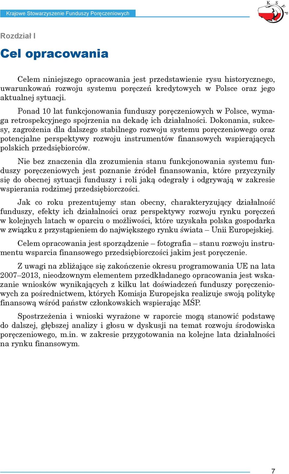 Dokonania, sukcesy, zagrożenia dla dalszego stabilnego rozwoju systemu poręczeniowego oraz potencjalne perspektywy rozwoju instrumentów finansowych wspierających polskich przedsiębiorców.