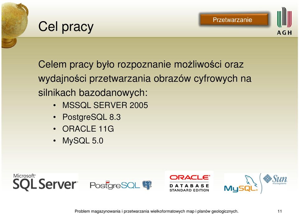 SERVER 2005 PostgreSQL 8.3 ORACLE 11G MySQL 5.
