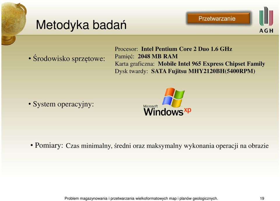 SATA Fujitsu MHY2120BH(5400RPM) System operacyjny: Pomiary: Czas minimalny, średni oraz