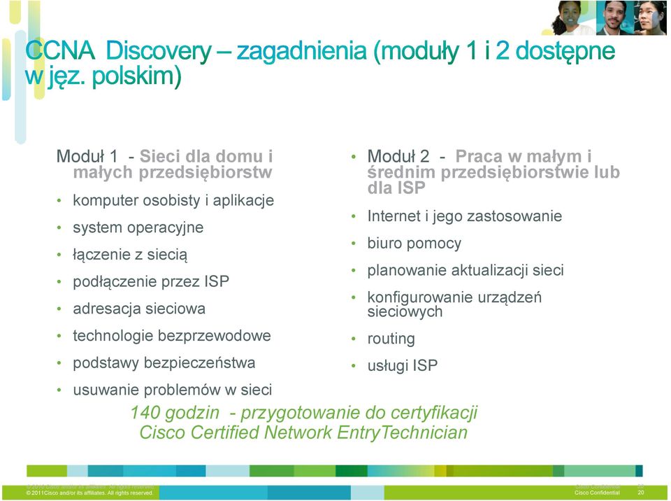 zstosownie biuro pomocy plnownie ktulizcji sieci konfigurownie urządzeń sieciowych routing usługi ISP 140 godzin - przygotownie do certyfikcji Cisco