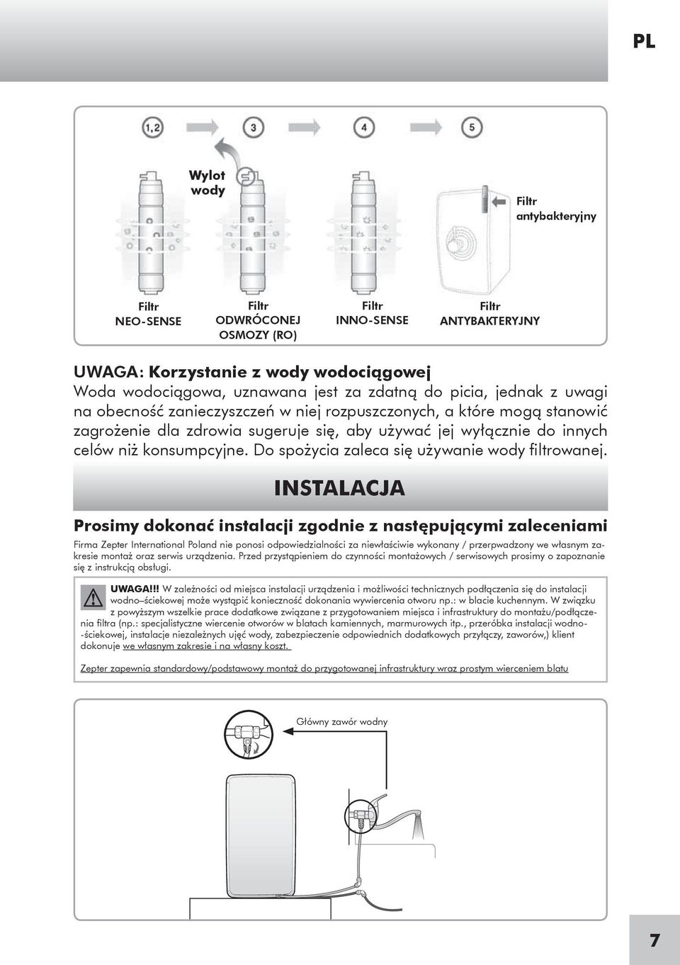 Do spożycia zaleca się używanie wody filtrowanej.