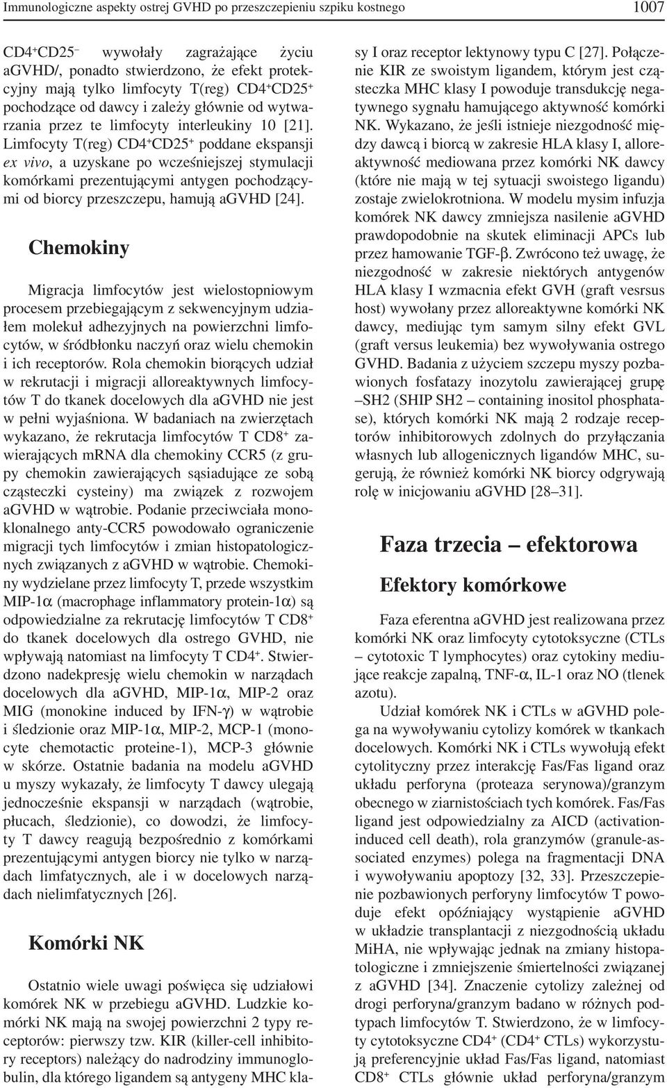 Limfocyty T(reg) CD4 + CD25 + poddane ekspansji ex vivo, a uzyskane po wcześniejszej stymulacji komórkami prezentującymi antygen pochodzący mi od biorcy przeszczepu, hamują agvhd [24].