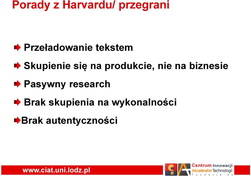 produkcie, nie na biznesie Pasywny