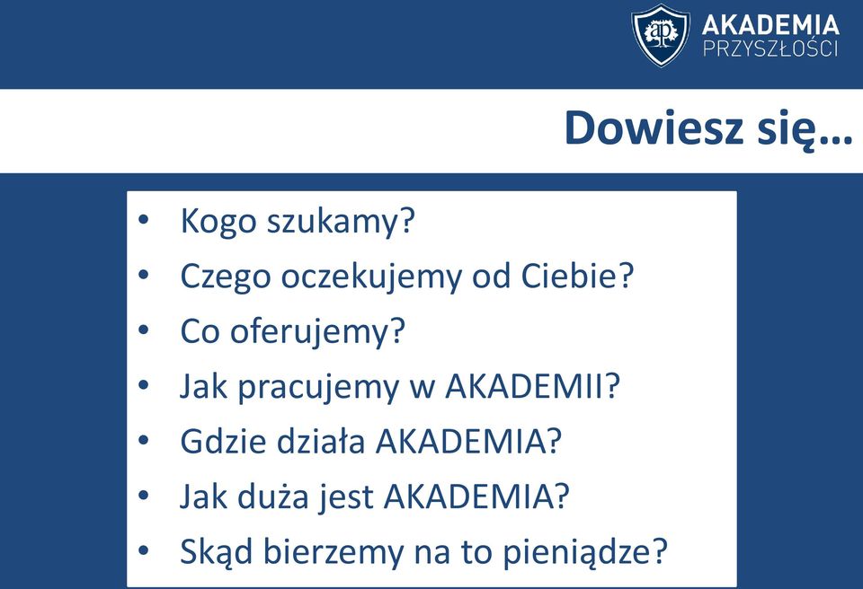 Jak pracujemy w AKADEMII?