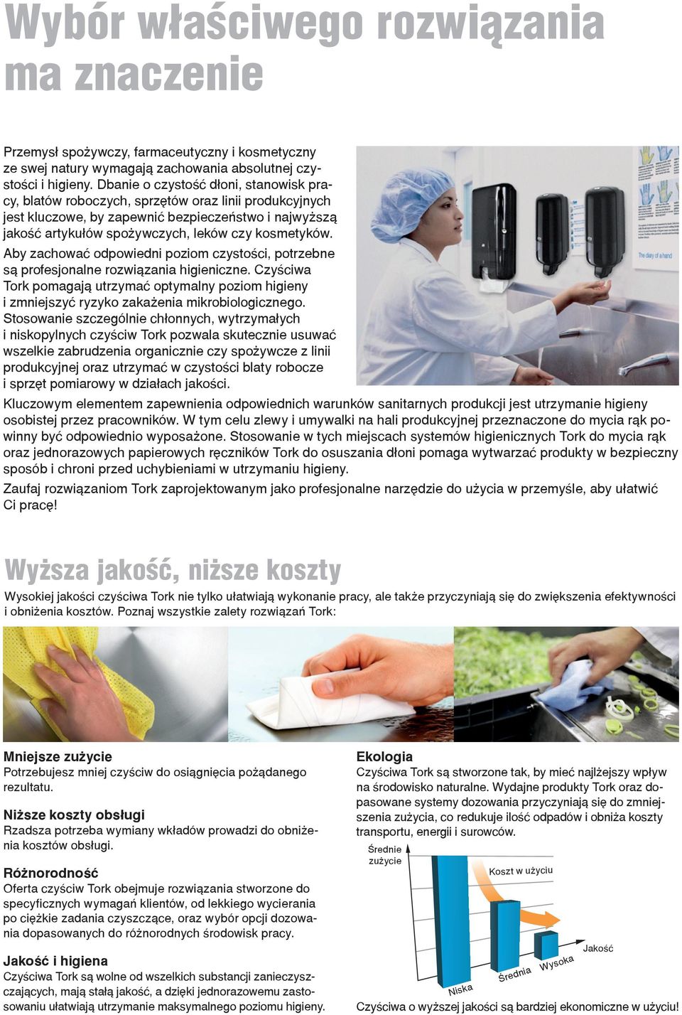 Aby zachować odpowiedni poziom czystości, potrzebne są profesjonalne rozwiązania higieniczne. Czyściwa Tork pomagają utrzymać optymalny poziom higieny i zmniejszyć ryzyko zakażenia mikrobiologicznego.