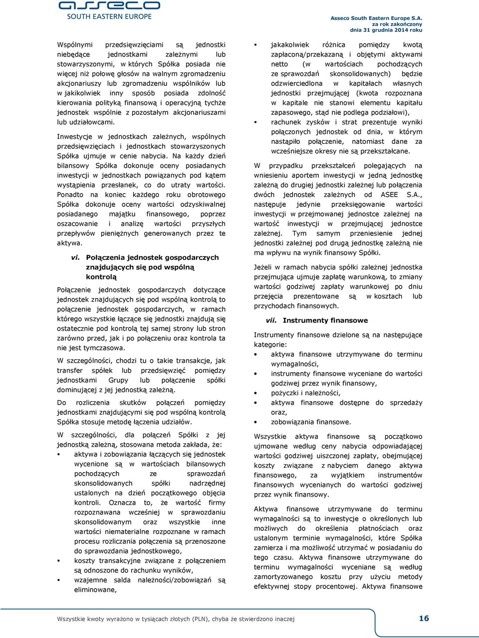 Inwestycje w jednostkach zależnych, wspólnych przedsięwzięciach i jednostkach stowarzyszonych Spółka ujmuje w cenie nabycia.