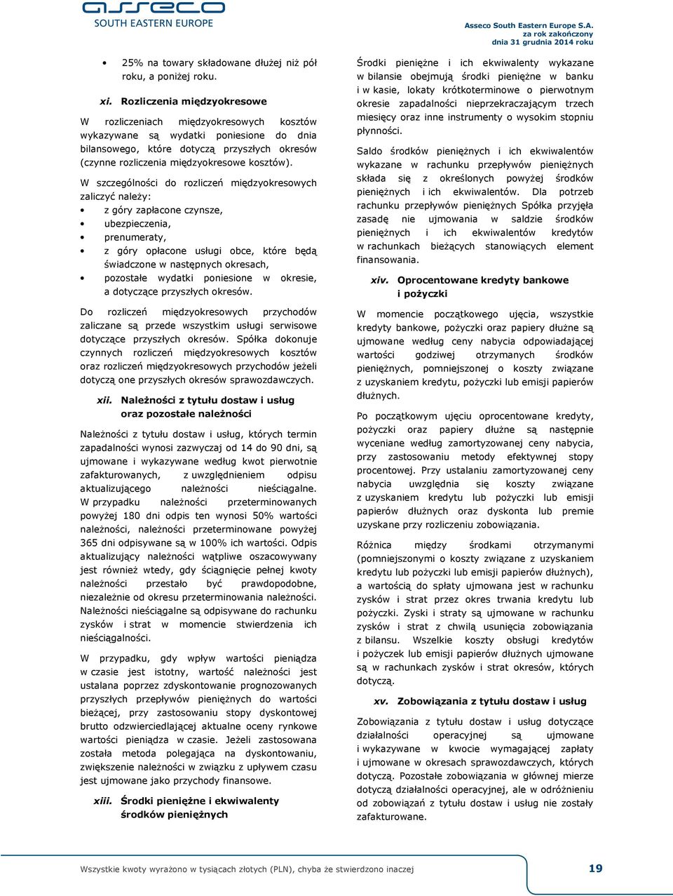 W szczególności do rozliczeń międzyokresowych zaliczyć należy: z góry zapłacone czynsze, ubezpieczenia, prenumeraty, z góry opłacone usługi obce, które będą świadczone w następnych okresach,