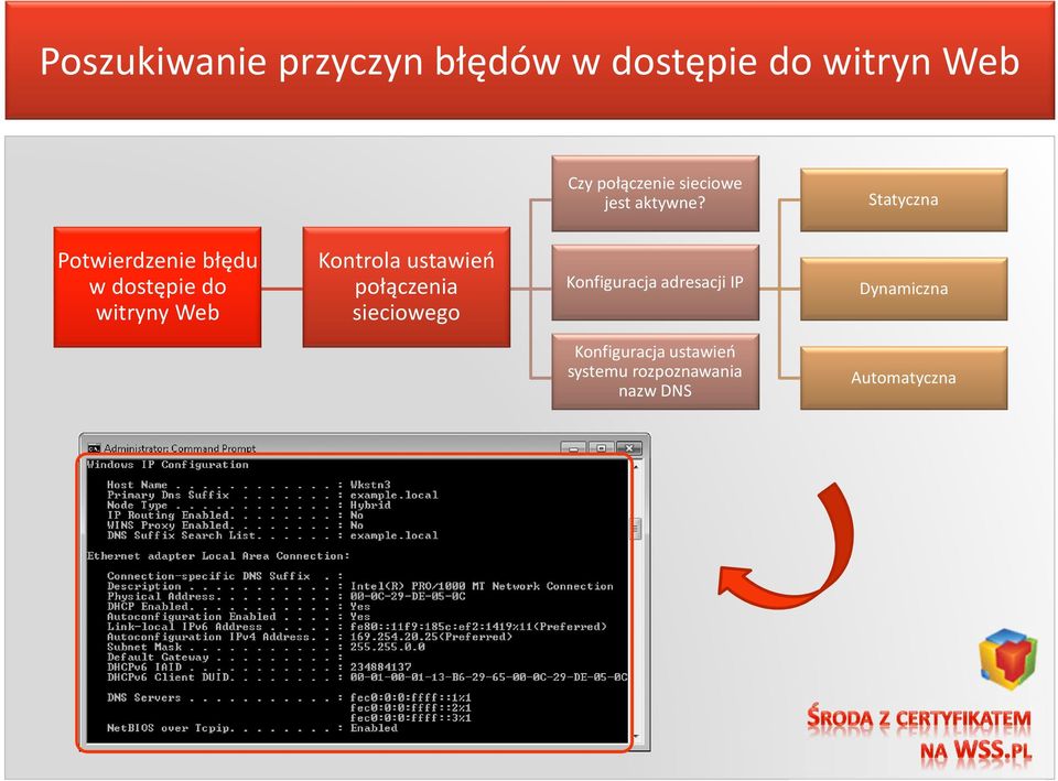 Statyczna Potwierdzenie błędu w dostępie do witryny Web Kontrola