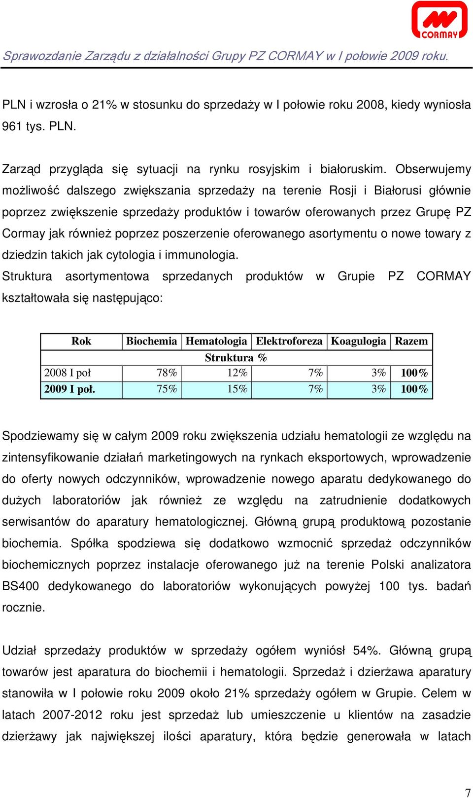poszerzenie oferowanego asortymentu o nowe towary z dziedzin takich jak cytologia i immunologia.