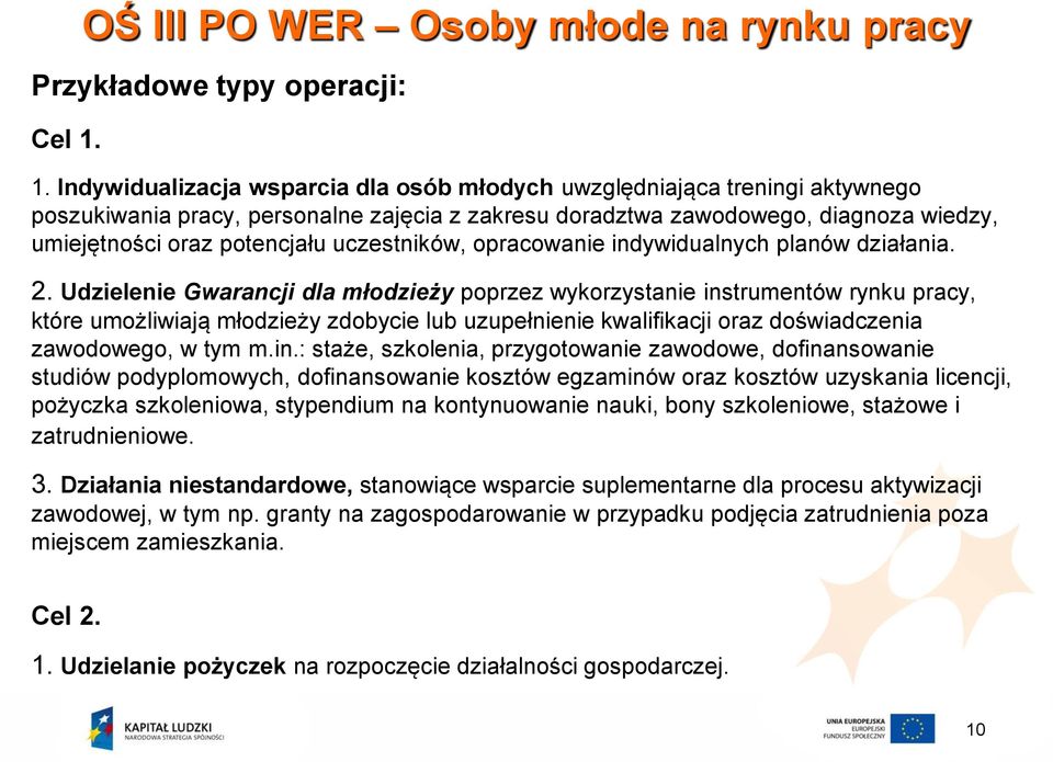 uczestników, opracowanie indywidualnych planów działania. 2.