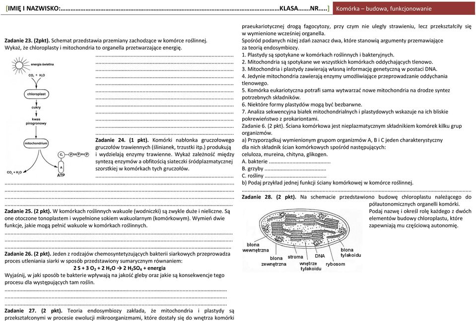 Wykaż zależność między syntezą enzymów a obfitością siateczki śródplazmatycznej szorstkiej w komórkach tych gruczołów............. Zadanie 25. (2 pkt).