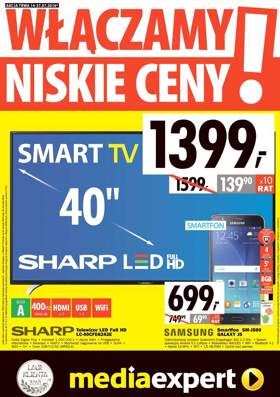 Możliwość nagrywania na USB DLNA WiDi CI+ Tuner DVB-T/C/S2 (MPEG-4) 6, 749 60 8GB DOSTĘPNY W KOLORACH Smartfon SM-J500 GALAXY J5 Czterordzeniowy procesor Qualcomm Snapdragon 410 1,2 GHz System