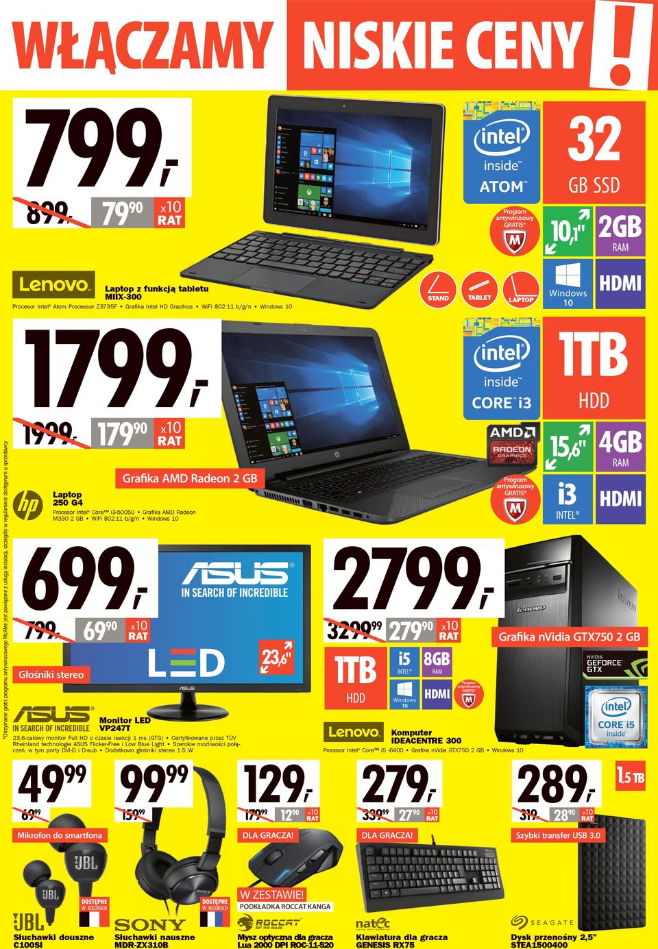 4GB i3 Grafika AMD Radeon 2 GB GIS* Laptop 250 G4 INTEL Procesor Intel Core i3-5005u Graﬁka AMD Radeon M330 2 GB WiFi 802.