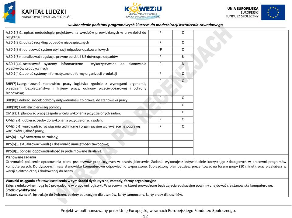 zastosować systemy informatyczne wykorzystywane do planowania przepływów produkcyjnych A.30.1(4)2.dobrać systemy informatyczne do formy organizacji produkcji H(7)1.