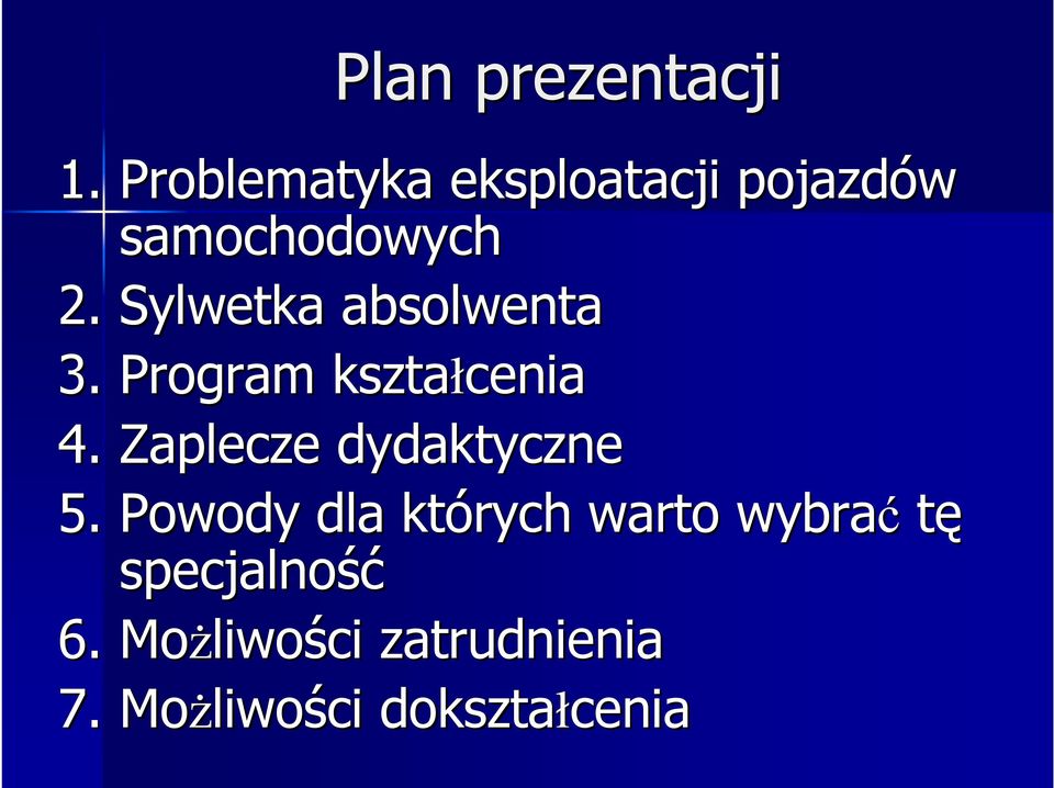 Sylwetka absolwenta 3. Program kształcenia 4.