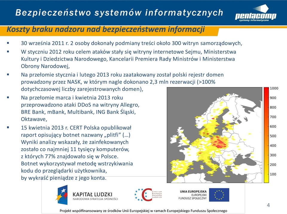 Premiera Rady Ministrów i Ministerstwa Obrony Narodowej, Na przełomie stycznia i lutego 2013 roku zaatakowany został polski rejestr domen prowadzony przez NASK, w którym nagle dokonano 2,3 mln