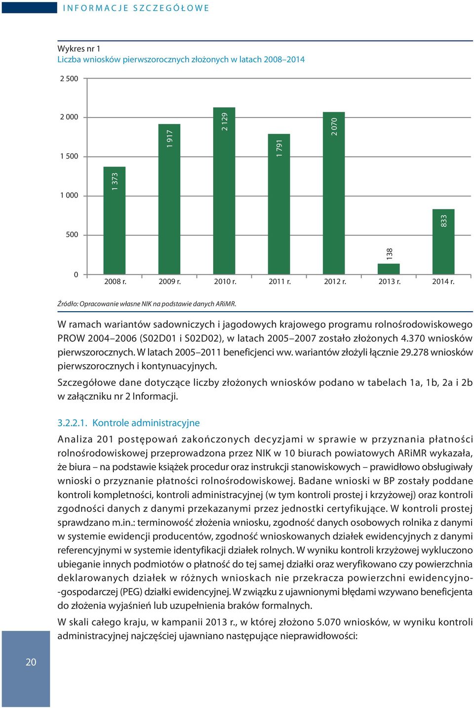 W ramach wariantów sadowniczych i jagodowych krajowego programu rolnośrodowiskowego PROW 2004 2006 (S02D01 i S02D02), w latach 2005 2007 zostało złożonych 4.370 wniosków pierwszorocznych.