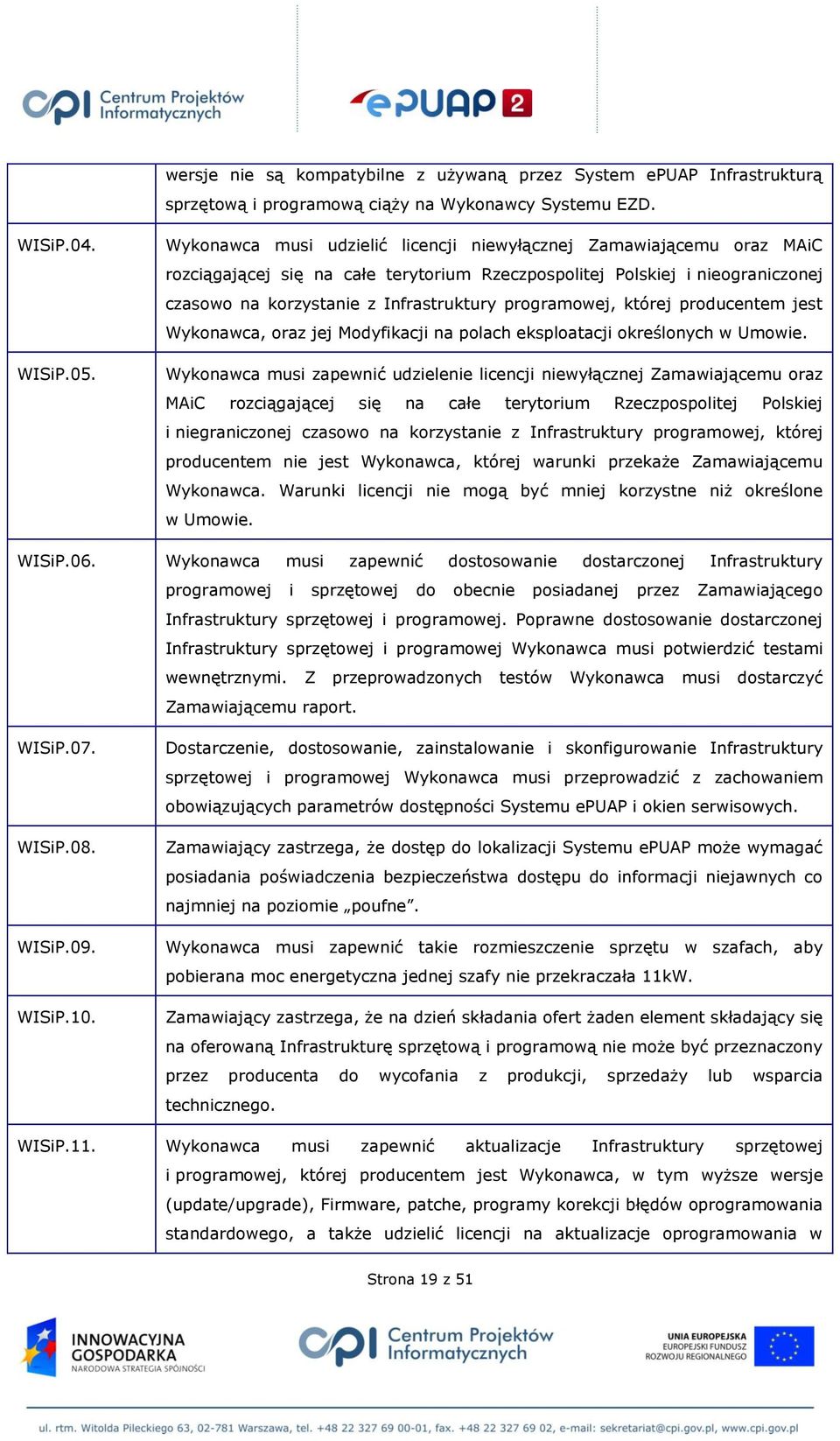 programowej, której producentem jest Wykonawca, oraz jej Modyfikacji na polach eksploatacji określonych w Umowie.