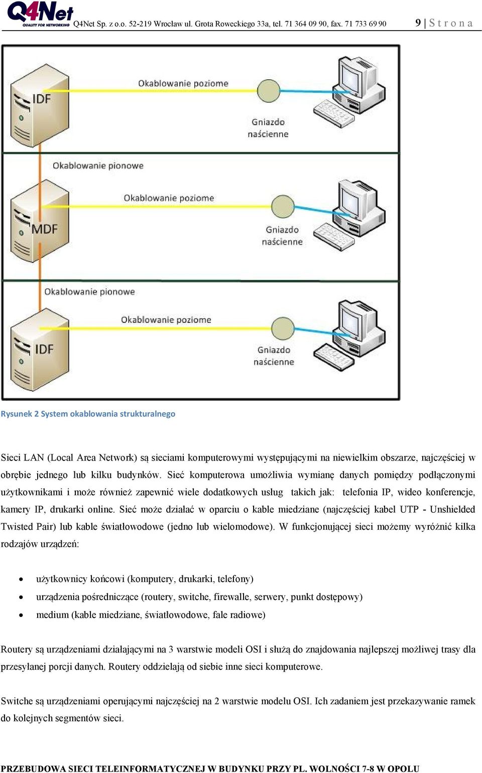 Sieć komputerowa umożliwia wymianę danych pomiędzy podłączonymi użytkownikami i może również zapewnić wiele dodatkowych usług takich jak: telefonia IP, wideo konferencje, kamery IP, drukarki online.