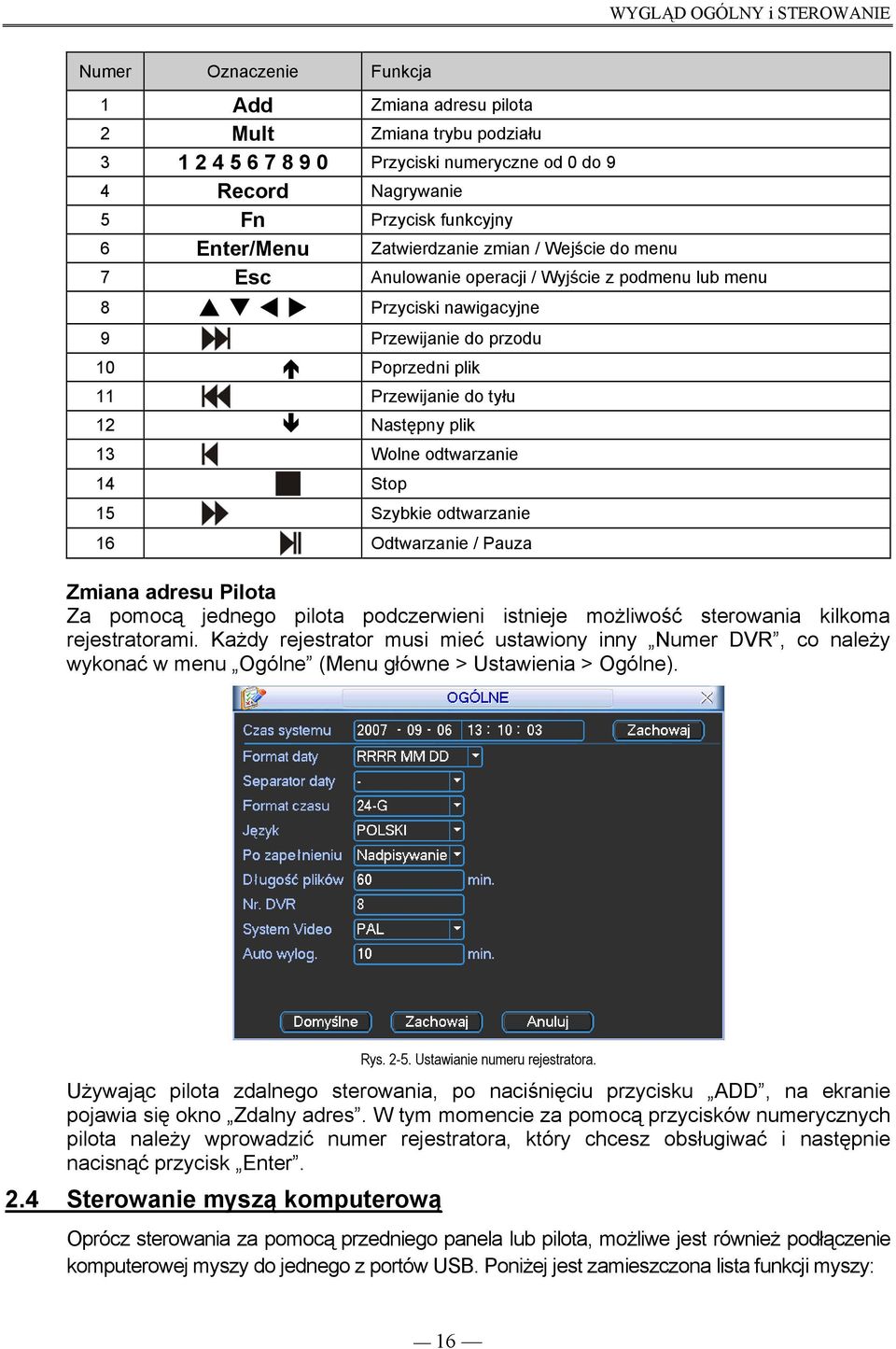 tyłu 12 Następny plik 13 Wolne odtwarzanie 14 Stop 15 Szybkie odtwarzanie 16 Odtwarzanie / Pauza Zmiana adresu Pilota Za pomocą jednego pilota podczerwieni istnieje możliwość sterowania kilkoma