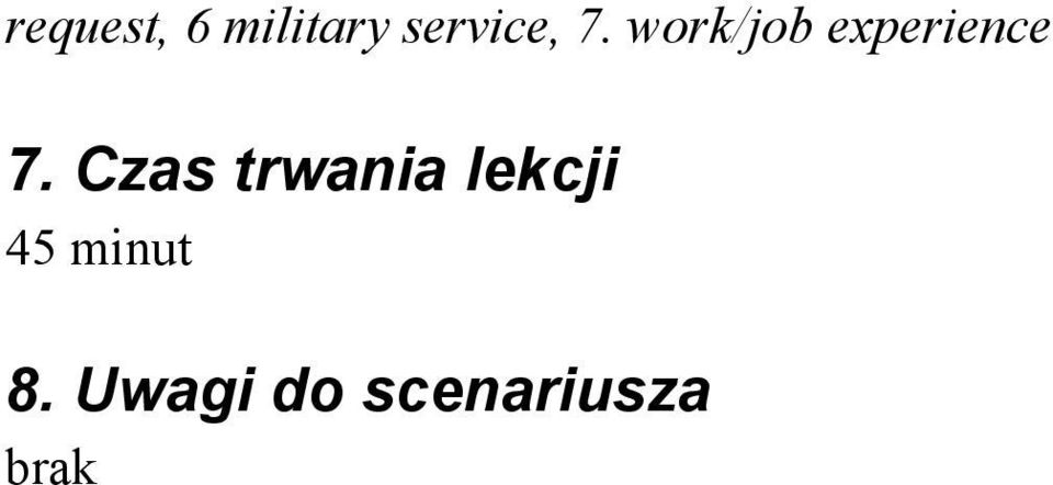 work/job experience 7.