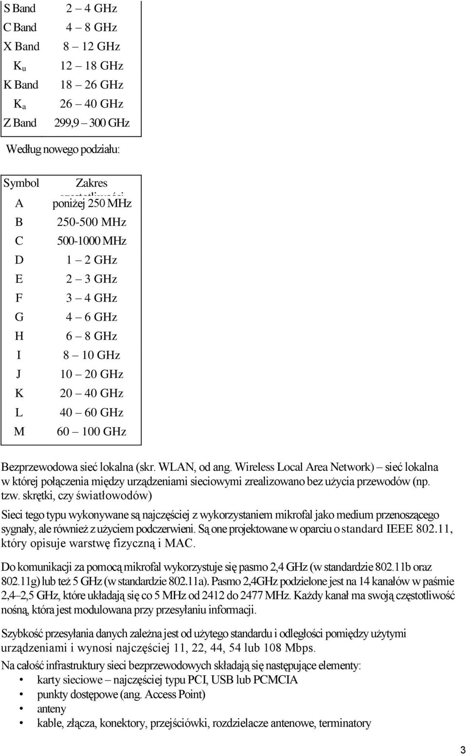Wireless Local Area Network) sieć lokalna w której połączenia między urządzeniami sieciowymi zrealizowano bez użycia przewodów (np. tzw.
