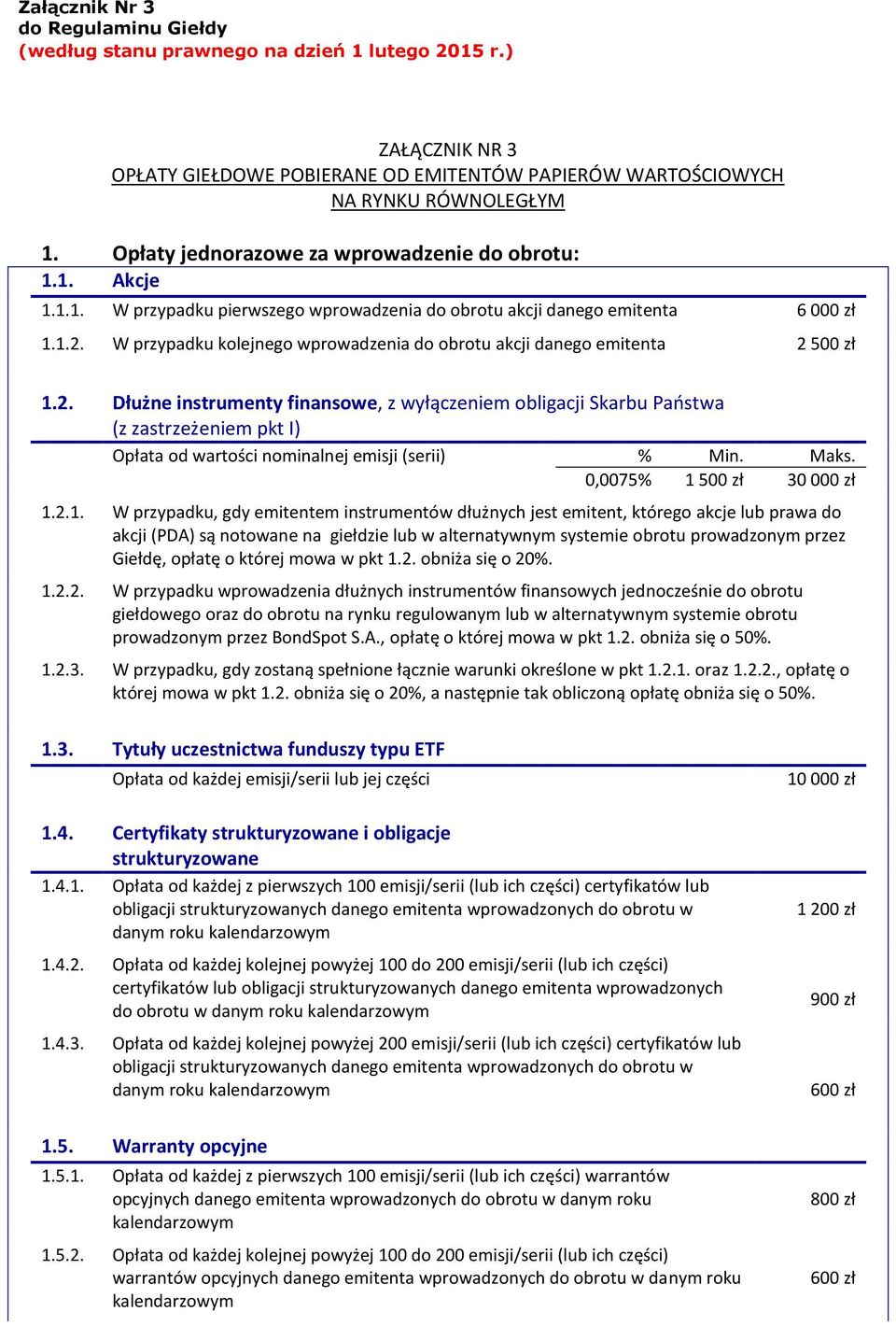 W przypadku kolejnego wprowadzenia do obrotu akcji danego emitenta 2 