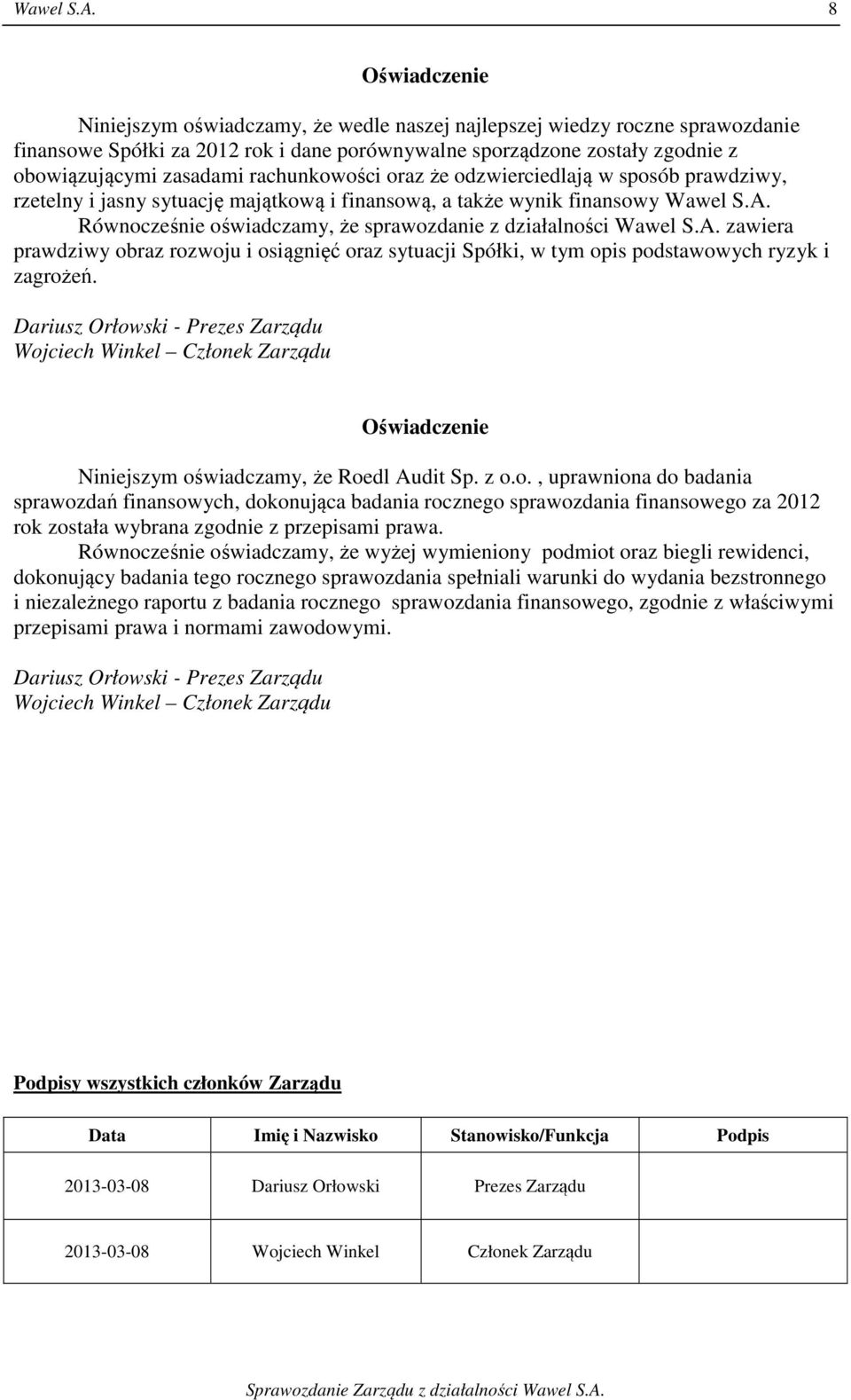 Sprawozdanie Zarządu z działalności Wawel S.A. za 2012 r. - PDF Free  Download