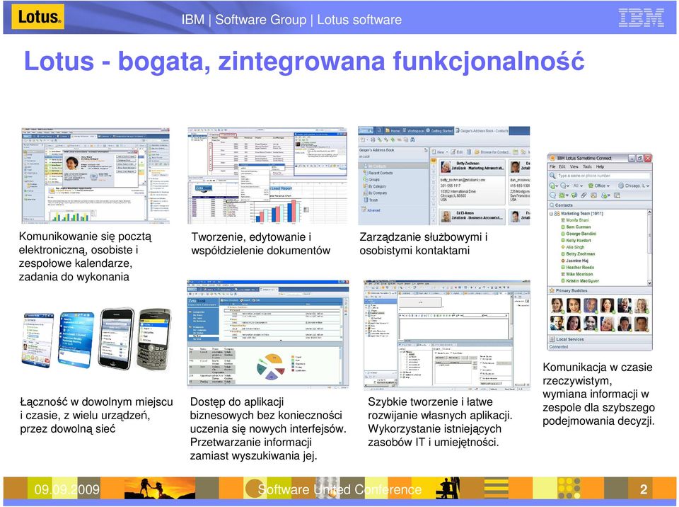 biznesowych bez konieczności uczenia się nowych interfejsów. Przetwarzanie informacji zamiast wyszukiwania jej. Szybkie tworzenie i łatwe rozwijanie własnych aplikacji.