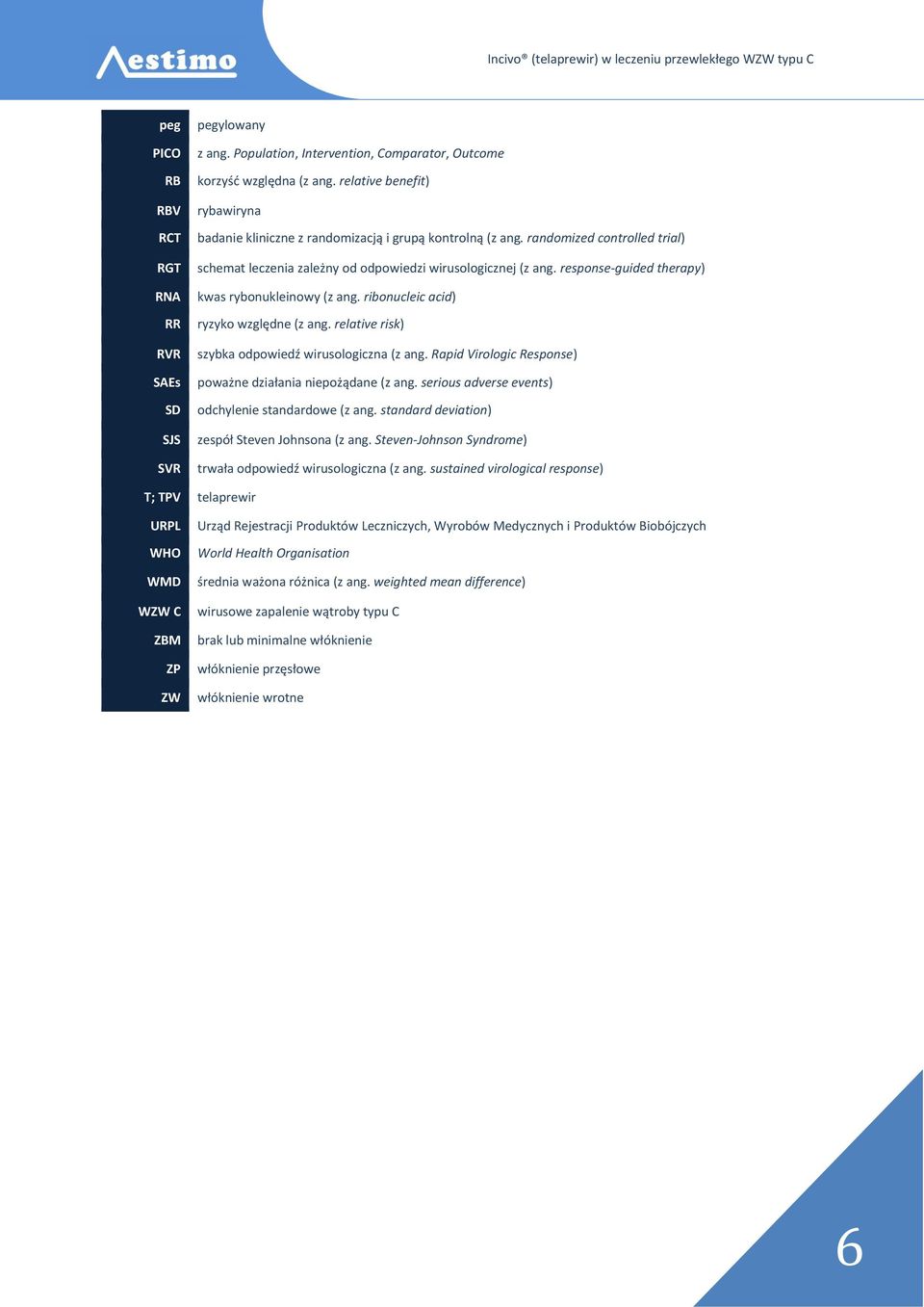response-guided therapy) kwas rybonukleinowy (z ang. ribonucleic acid) ryzyko względne (z ang. relative risk) szybka odpowiedź wirusologiczna (z ang.