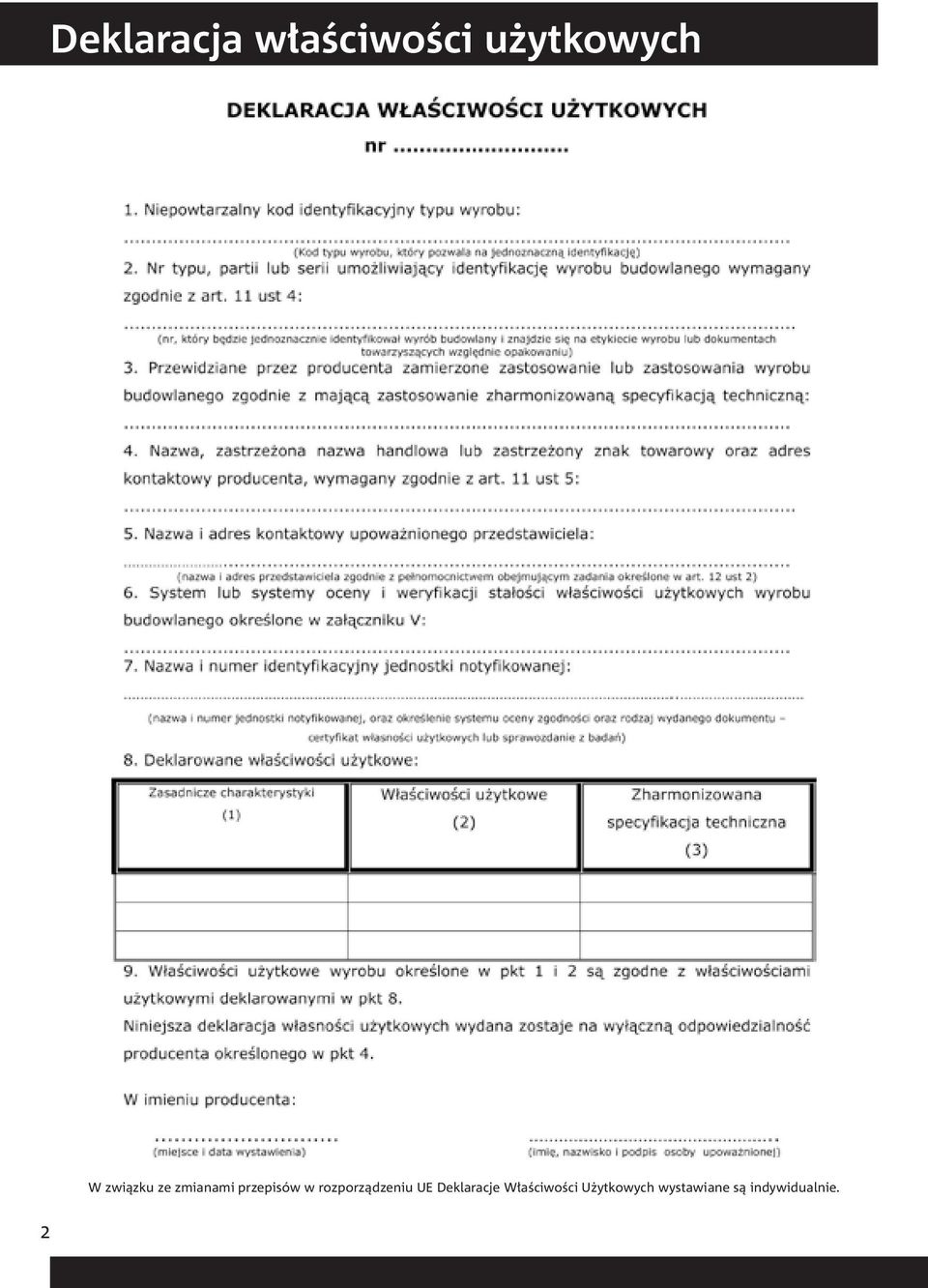 rozporządzeniu UE Deklaracje